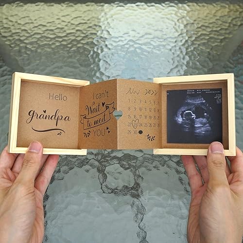 Pregnancy Announcement for Grandparents, Grandparents Baby Announcement Ideas Sonogram Picture Frame Wooden Keepsake Box, First Time Grandparents Gift - Jamouz