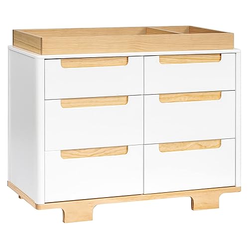 babyletto Yuzu 6-Drawer Dresser in White and Natural, Greenguard Gold Certified - Jamouz