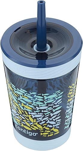 Contigo Kids Spill-Proof 14oz Tumbler with Straw and BPA-Free Plastic, Fits Most Cup Holders and Dishwasher Safe, 2-Pack Strawberry Cream & Blue Raspberry - Jamouz