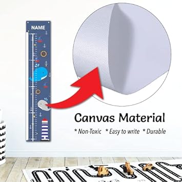 Personalized Kids Canvas Growth Chart, Height Chart, Growth Chart Banner, Train - Jamouz