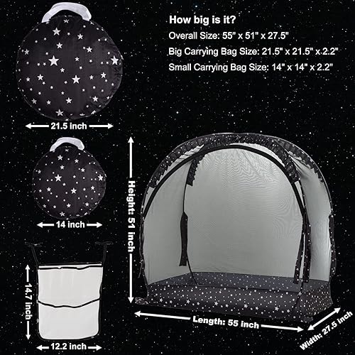 Safety Crib Tent to Keep Baby in Pop up Mosquito Net Netting Canopy Mesh Cover for Toddler - Black - Jamouz