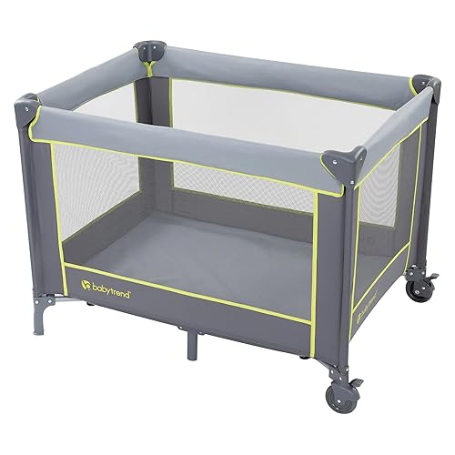 Baby Trend Portable Playard with Bassinet, Twinkle Lime - Jamouz