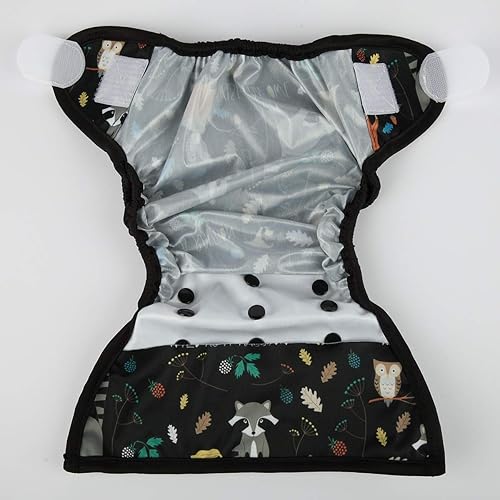 Baby Cloth Diaper Cover Nappy Hook and Loop Double Gusset 6.6lbs to 33lbs (Rabbits Wolves) - Jamouz