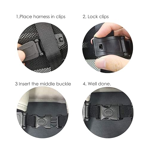 G Ganen Universal Child Chest Harness Clip Anti-Slip Baby Chest Clip Guard Compatible with Seats, Strollers, High Chairs, schoolbags, max. for 1.5 inch Width Harness (Black Set of 1) - Jamouz