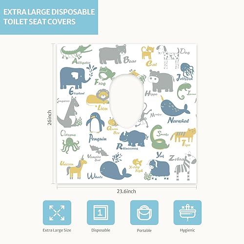 Blissful Diary 20 Pcs Toilet Seat Covers Disposable for Toddlers & Adults, Extra Large Waterproof, Portable Package for Travel, Kids Potty Training - Jamouz