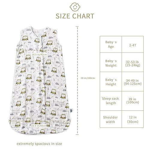 Baby Sleep Sack 2-4 T Baby Wearable Blanket 100% Organic Cotton 0.5 TOG Toddler Sleeping Sack 2- Way Zipper Soft Lightweight X-Large Pup - Jamouz