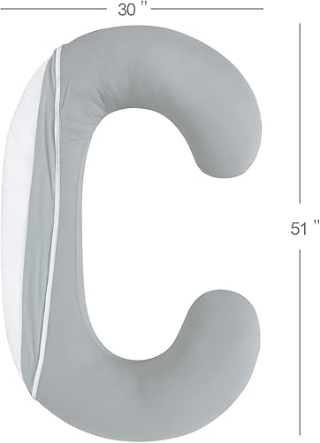 Pregnancy Pillow Cover U-Shaped, Super Soft Replacement Cover Fits Most 55/57 Inch Maternity Pillow, Full Body Pregnancy Pillow Case, Universal Fit, Grey Hearts Print - Jamouz