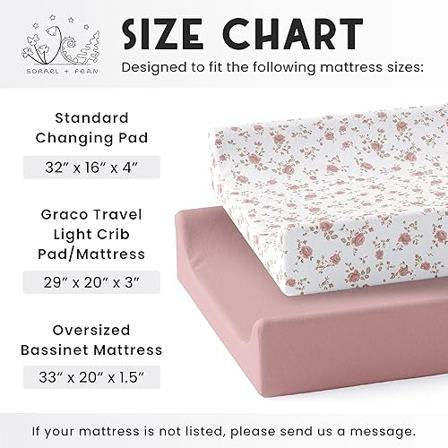 Baby Changing Pad Cover 2-Pack for Girls (Fleurette) - Premium Fitted Sheets Baby Diaper Changing Table Cover - Buttery Soft Cotton Blend - Jamouz