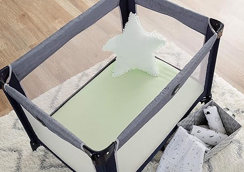 TL Care 2 Pack Fitted Pack N Play Playard Sheet 27' x 39', Soft Breathable Neutral 100% Cotton Jersey Pack and Play Sheet, Gray Star/Gray Zigzag, for Boys and Girls, Fits Most Mini Crib - Jamouz