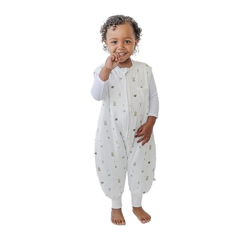 Tealbee DREAMSUIT: Toddler Sleep Sack with Feet 12-18 months, 18-24 months - 0.8 TOG Lightweight Baby Wearable Blanket for Walkers - Rayon made from Bamboo, Organic Cotton Sleeping Bag - Croissant - Jamouz