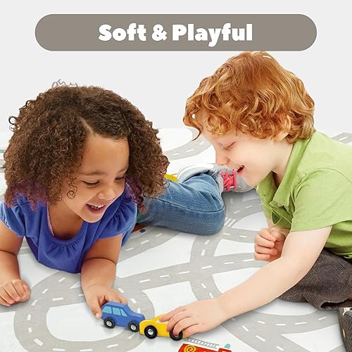 LIVEBOX Road Traffic Kids Play Area Rug 3'x5' Washable Playroom Educational & Fun with Cars and Toys Non-Slip Children Nursery Rugs for Living Room Bedroom Classroom Entryway Kids Tent - Jamouz