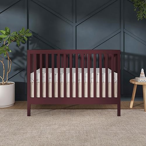 Synergy 5-In-1 Convertible Crib In White, made of New Zealand Pine wood, JPMA & Greenguard Gold Certified, features 3 mattress height settings - Jamouz