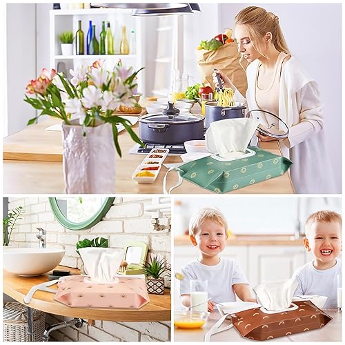 FEBSNOW 4 Pack Baby Wipe Dispenser, Portable Refillable Wipe Holder, Baby Wipes Container, Wipe Dispenser, Reusable Travel Wet Wipe Pouch (Geometric) - Jamouz