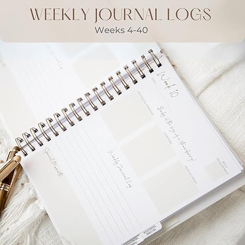 Keepsake Pregnancy Journal w/200+ pages | Boho Themed Pregnancy Planner, Scrapbook and Memory Book | Baby Journal | Birth Planner | 8 Tab Dividers | Brown Twin Spirals | Two Inner Pockets | Ideal Gift - Jamouz