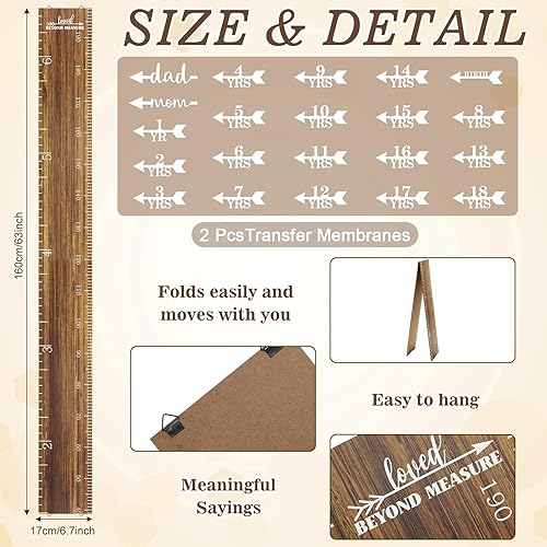 Eersida Wooden Ruler Growth Chart for Kids Nursery Wall Decor Boys Girls Height Chart Height Measurement for Wall Room Hanging Wall Decor (Novel Style) - Jamouz