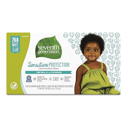 Seventh Generation Baby Wipes Sensitive Protection with Snap Seal Diaper Wipes 768 Count - Jamouz