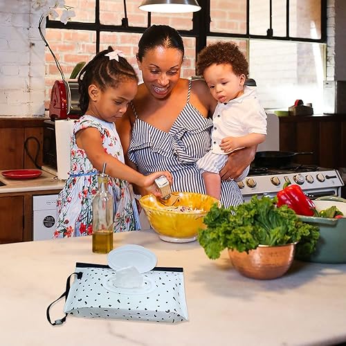 Baby Wipe Dispenser,Portable Refillable Wipe Holder Wipe Dispenser Bag Reusable Travel Wet Wipe Pouch (blue purple) - Jamouz