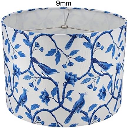 Premium Blue and White Floral Cylinder Drum Lamp Shade Spider Fitting (Blue and white, 13x13x9) - Jamouz