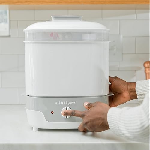 The First Years Modular Baby Bottle Sterilizer - Countertop Bottle Sterilizer - Sanitizes Baby Bottles, Baby Pacifiers, Breast Pump Parts - Baby Bottle Feeding Supplies - Jamouz