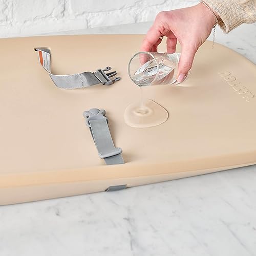 Nattou Softy Changing Pad - Wipeable Baby Changing Mat- Durable, Water-Resistant, Cocoon Shape with Honeycomb Bottom Grips BPA-Free, Assimilates Room Temperature - Grey - Jamouz