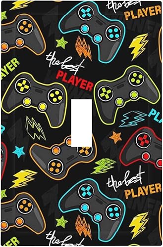 Funny Graffiti Video Games Controller Gaming Gamer Teen Kids Boys Gamepad 1 Gang Single Toggle Outlet Light Switch Wall Plate Outlet Cover Electrical Faceplate Decorative Switchplate Playroom Decor - Jamouz