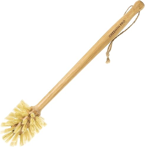 Nature Bamboo Bottle Brush with Sisal Bristle - Long Handle Hanging Design Cleaning Brush for Water Bottles Baby Bottles Sports Bottles Glasses Water Glasses Wine Glasses - Jamouz