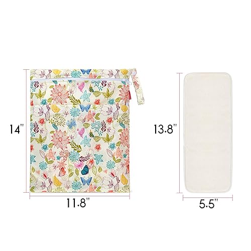 Damero 5-Layer Reusable Diapers Baby Inserts, 12PCS Cloth Diaper Inserts with an Extra Storage Bag - Jamouz