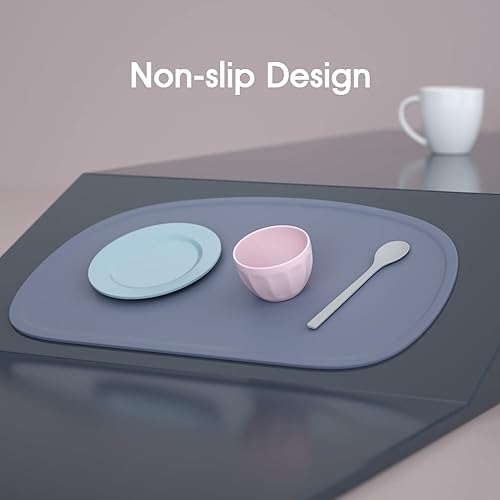 Cuddle Campus Set of 3 Silicone Placemats with Raised Edges for Kids,Toddlers,Babies, Non-Slip Dinning Table Mat, Baby Eating Mat, Food Mat - Jamouz