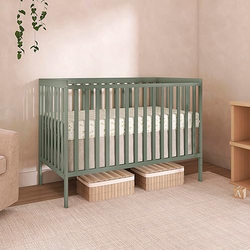 Synergy 5-In-1 Convertible Crib In White, made of New Zealand Pine wood, JPMA & Greenguard Gold Certified, features 3 mattress height settings - Jamouz