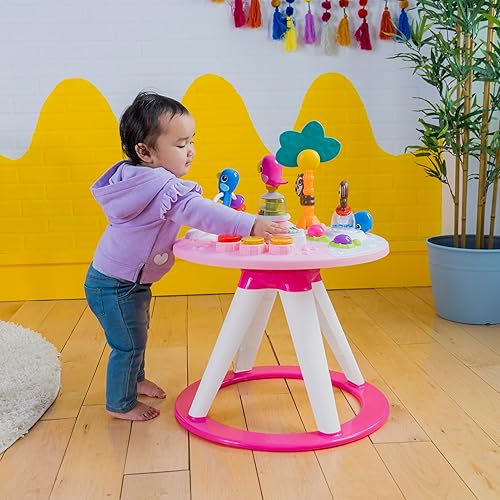 Bright Starts Around We Go 2-in-1 Baby Walker, Discovery Activity Center and Table, Tropic Cool, Ages 6 Months+ - Jamouz