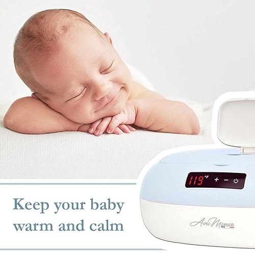 Avec Maman La Caresse Baby Wipe Warmer - Baby Essentials for Boys - Wet Wipe Dispenser - Adjustable Heat Settings Digital Display - Blue - Calentador de Wipes para Bebes - Ideal for Baby Shower - Jamouz