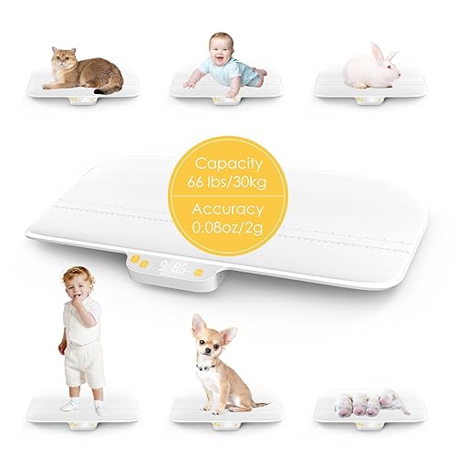 Digital Pet Scale, Baby Scale, with 3 Weighing Modes(kg/oz/lb), Max 220 lbs, Capacity with Precision up to 0.02lbs, White, Suitable for Infant, Puppies, Mom - Jamouz