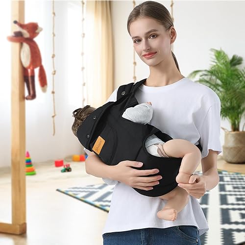 Baby Carrier Newborn to Toddler, Cozy Baby Wrap Carrier(7-30lbs), Easily Adjustable Toddler Carrier, Lightweight Baby Holder Carrier, Black - Jamouz