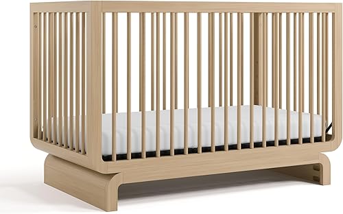 Storkcraft Santorini Deluxe 5-in-1 Convertible Crib with Bonus Toddler Guardrail (Driftwood) – GREENGUARD Gold Certified, Toddler Guardrail Included in Box, Fits Standard Crib Mattress - Jamouz