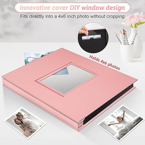 Popotop Photo Album 4x6 300 Pockets with Leather Hardcover Cover, Small Photo Album Holder Book with 50Pcs Pages for Family Travel Wedding Baby Gifts - Jamouz