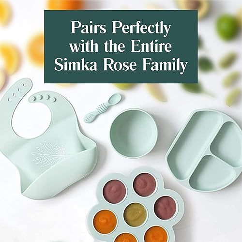 Simka Rose Baby Bowl and Spoon Set, Baby Bowls Suction for Toddler, BPA-Free Silicone Bowls Baby, Baby Bowl and Spoon Dishwasher and Microwave Safe Baby Feeding Supplies (Peach) - Jamouz