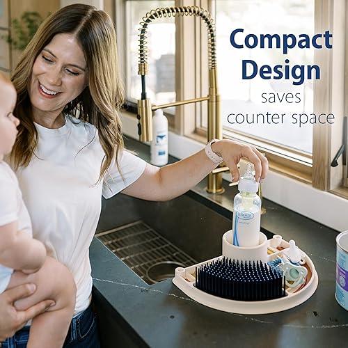 Dr. Brown's 2-in-1 Dry & Prep Silicone Mat, Silicone Baby Bottle Drying Mat with Removable Pegs for Baby Essentials, Built-in Bottle Prep, BPA-Free - Jamouz