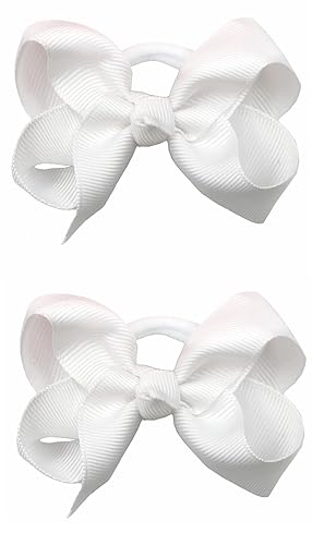 3 Inch Baby Girl Hair Bows Elastic Hair Tie Accessories Bow Ponytail Holder - Set of 2 (Red) - Jamouz