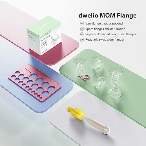 Flange Sizing Kit with 10PCS Silicone Flange Inserts 13/15/17/19/21mm & Nipple Measurement Tool & Cleaning Brush, Breast Pump Flange Insert Kit for 24mm Most Pumps, Breastfeeding Essentials - Jamouz