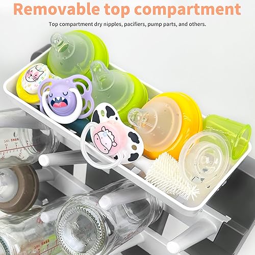 Baby Bottle Drying Rack, Vertical Standing Bottle Dryer Rack Holder-Space Saving Baby Bottle Drying Rack for Countertop-Holds Up to 12 Baby Bottles & Cup - Jamouz
