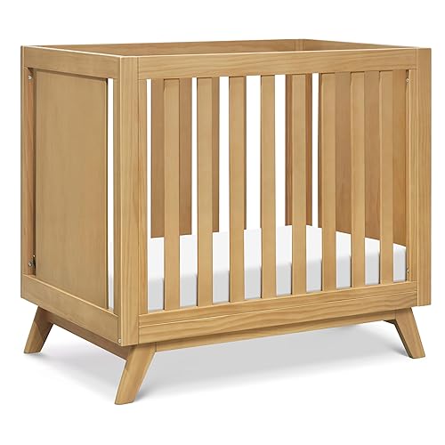 DaVinci Otto 3-in-1 Convertible Mini Crib with 4' Mattress in Honey, GREENGUARD Gold Certified - Jamouz