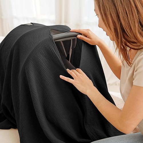 Konssy Muslin Nursing Cover for Breastfeeding, 360° Full Privacy Breathable 100% Cotton Breastfeeding Cover, Multi-use Carseat Canopy - Jamouz