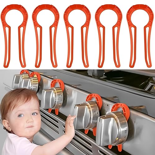 Gas Stove Knob Locks Protecting Kids and Pets; Oven Knob Covers for Child Safety (5 Pack,Black) - Jamouz
