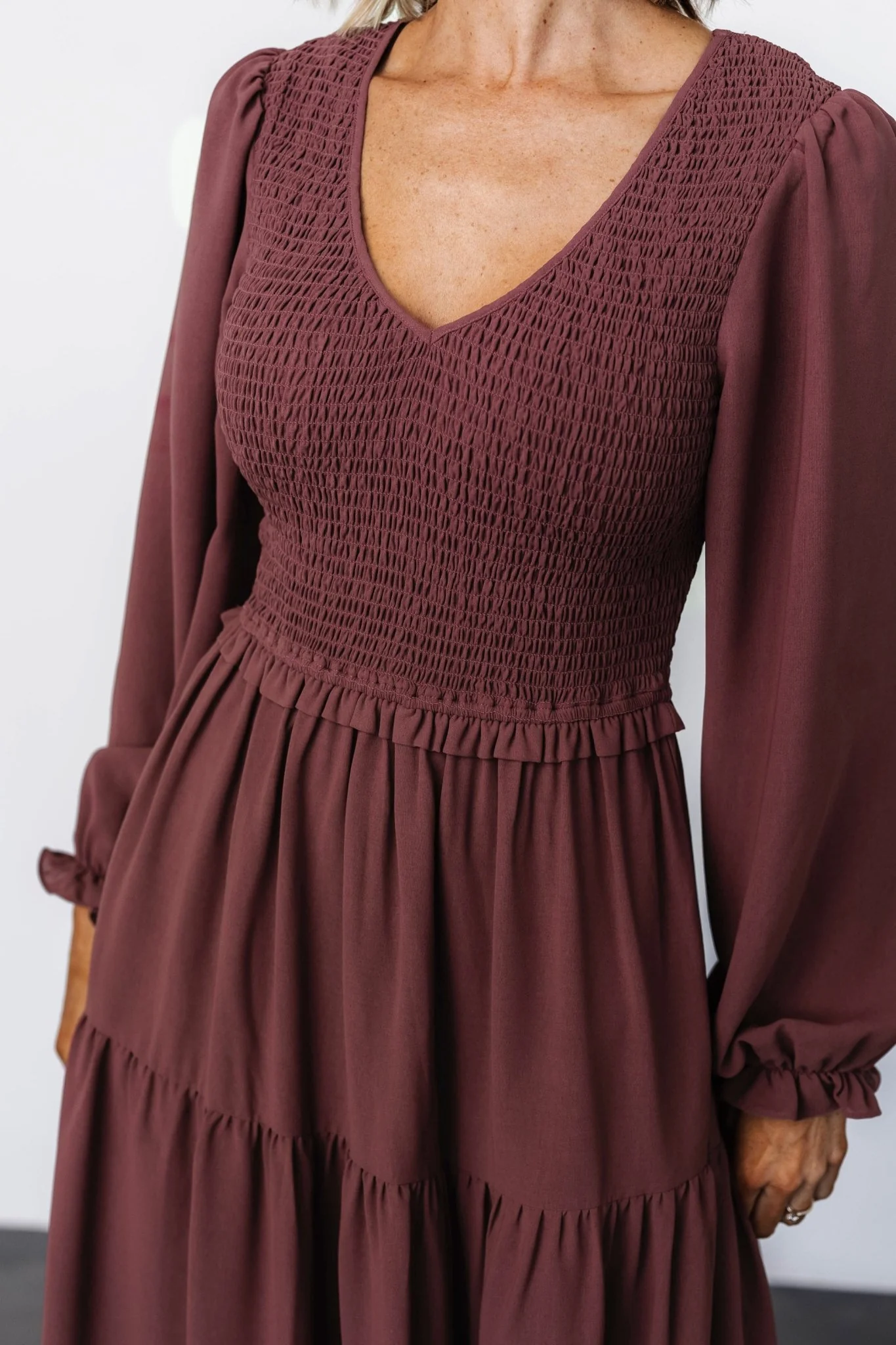 Endsley Smocked Midi Dress | Mauve - Jamouz