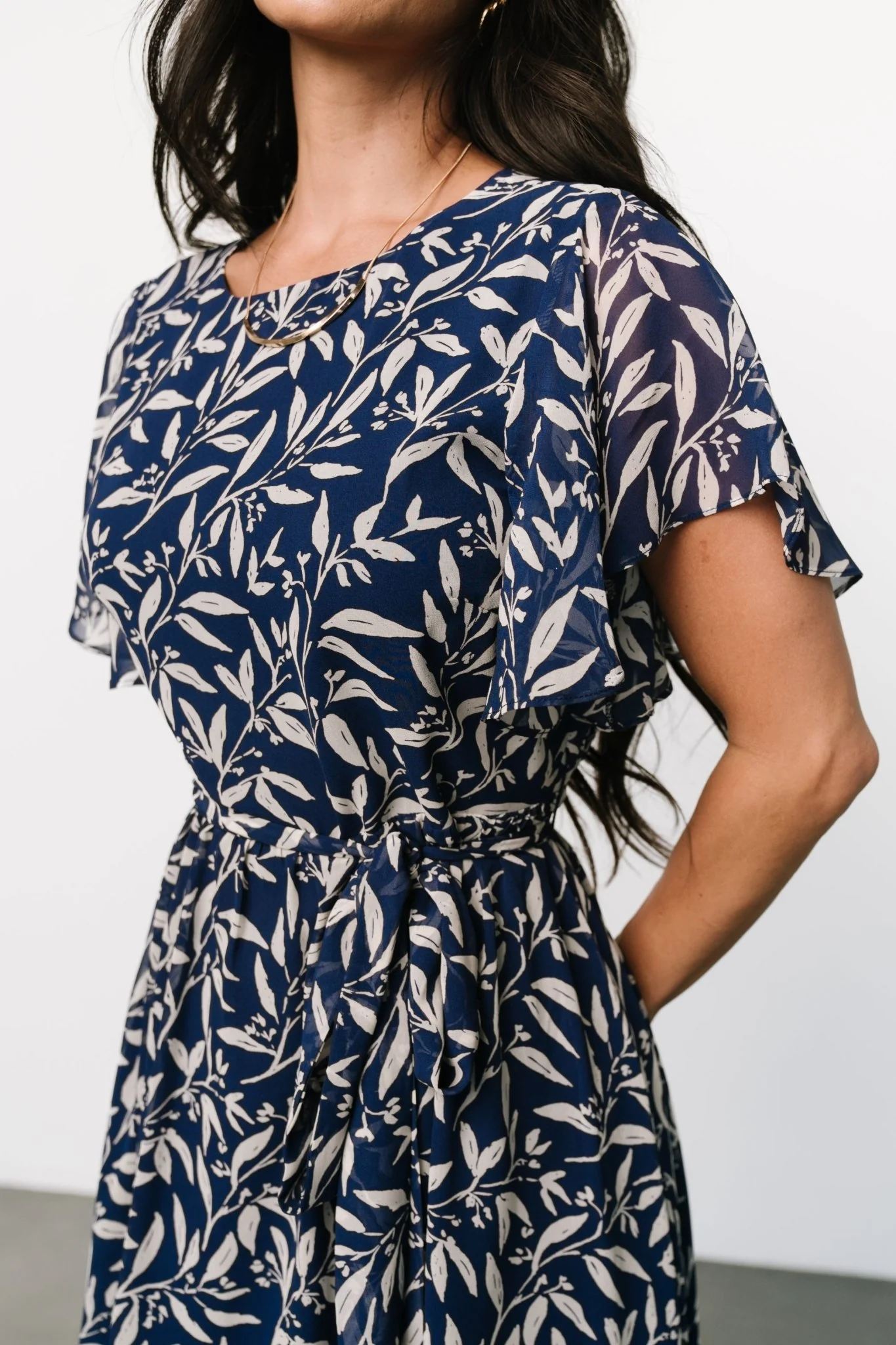 Laurel Midi Dress | Blue + Gray Floral - Jamouz
