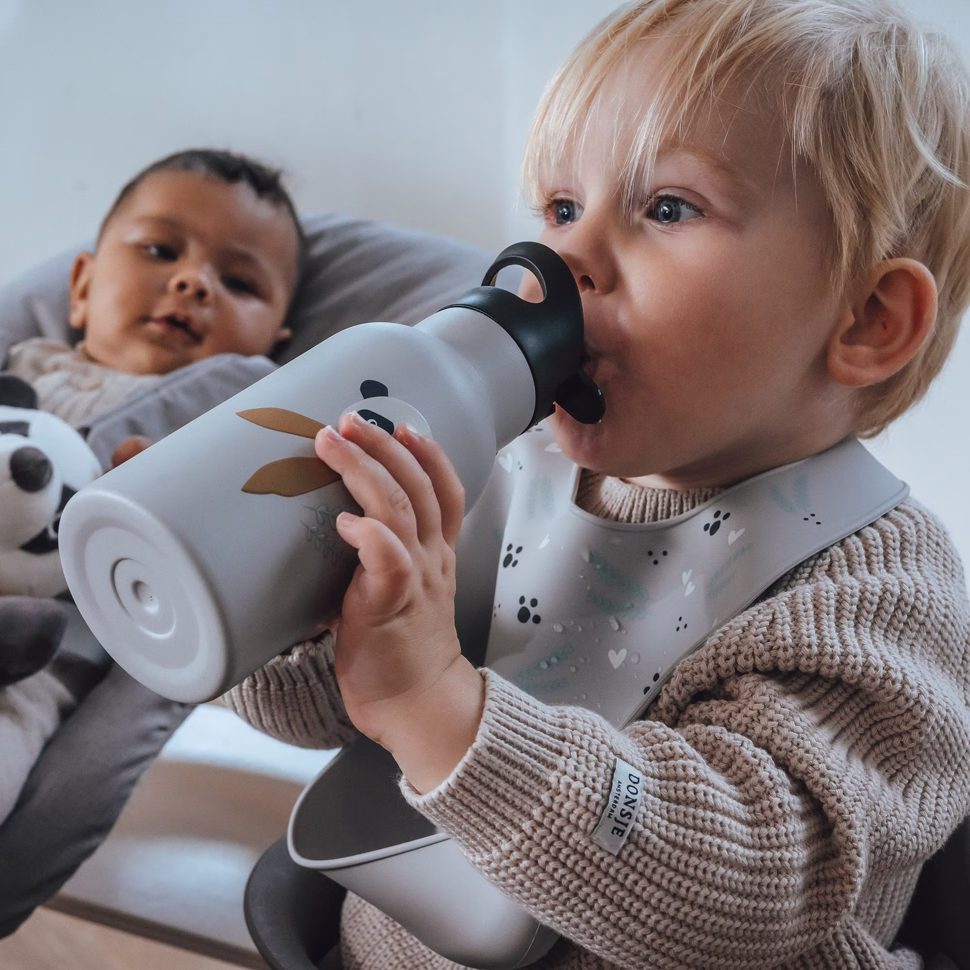 Trinkflasche Panda Grau - Jamouz
